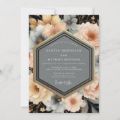 Peach Blossom Botanical Romance Wedding Kaart (Voorkant)