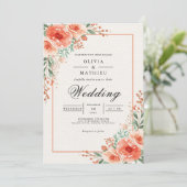 Peach Blossom Botanical Whimsy Wedding Kaart (Staand voorkant)