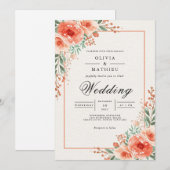Peach Blossom Botanical Whimsy Wedding Kaart (Voorkant / Achterkant)