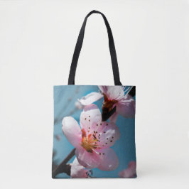 Peach Blossom Branch and Blue Sky Tote Bag