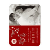 Peach Blossom Chinese Weddenfoto Save the Date Magneet (Verticaal)