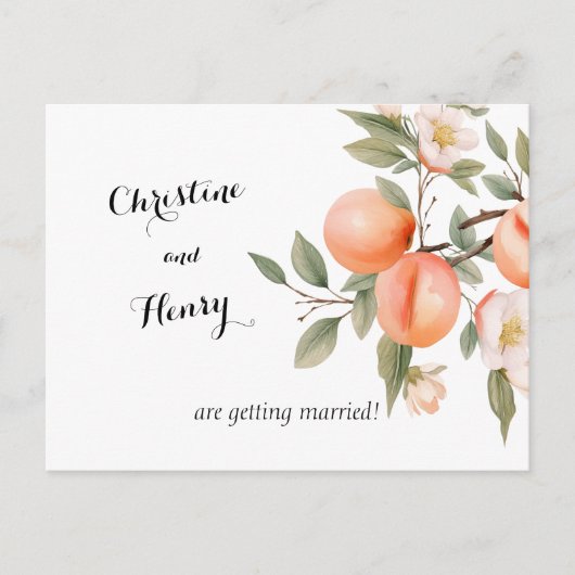 Peach Blossom De datum opslaan Briefkaart (Voorkant)