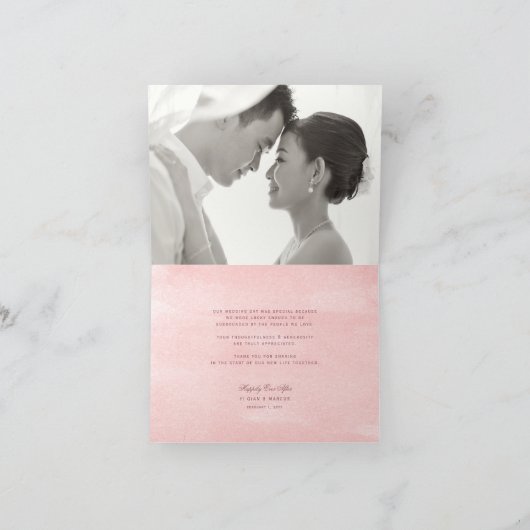 Peach Blossom Double Happiness Chinese bruiloft Bedankkaart (Binnen)