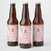 Peach Blossom Double Happiness Chinese bruiloft Bier Etiket (Flessen)
