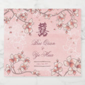 Peach Blossom Double Happiness Chinese bruiloft Bier Etiket (Enkel label)