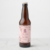 Peach Blossom Double Happiness Chinese bruiloft Bier Etiket (Voorkant)