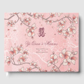 Peach Blossom Double Happiness Chinese bruiloft Gastenboek (Voorkant)