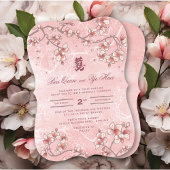 Peach Blossom Double Happiness Chinese bruiloft Kaart