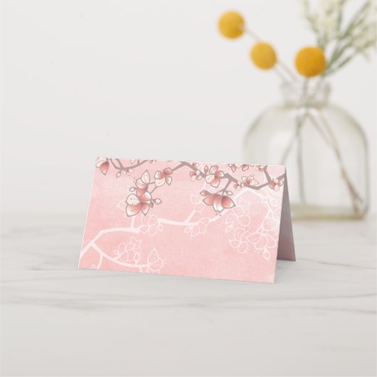 Peach Blossom Double Happiness Chinese bruiloft Plaatskaartje (Achterkant)