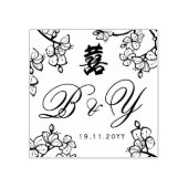 Peach Blossom Double Happiness Chinese bruiloft Rubberstempel (Afrduk)