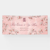 Peach Blossom Double Happiness Chinese bruiloft Spandoek (Horizontaal)