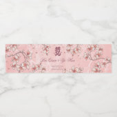 Peach Blossom Double Happiness Chinese bruiloft Waterfles Etiket (Enkel label)