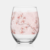 Peach Blossom Double Happiness Chinese bruiloft Wijnglas Zonder Voet (Achterkant)