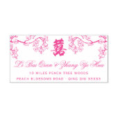 Peach Blossom Double Happiness Chinese bruiloft Zelfinktende Stempel (Design)