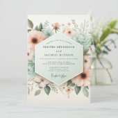 Peach Blossom Ethereal Wedding Kaart (Staand voorkant)