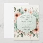 Peach Blossom Ethereal Wedding Kaart (Voorkant / Achterkant)