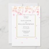 Peach Blossom Floral Photo Wedding Kaart (Voorkant)