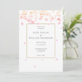 Peach Blossom Floral Photo Wedding Kaart (Staand voorkant)