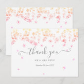 Peach Blossom Floral Wedding Bedankkaart (Voorkant / Achterkant)