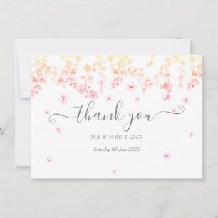 Peach Blossom Floral Wedding Bedankkaart