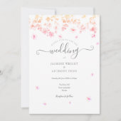 Peach Blossom Floral Wedding Kaart (Voorkant)