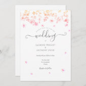 Peach Blossom Floral Wedding Kaart (Voorkant / Achterkant)