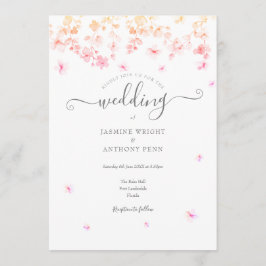 Peach Blossom Floral Wedding Kaart
