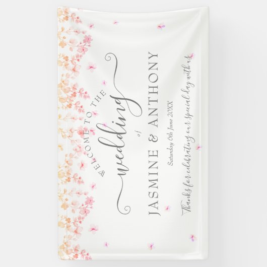 Peach Blossom Floral Wedding Spandoek (Verticaal)