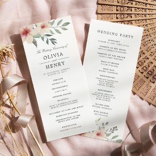 Peach Blossom huwelijksceremonie programma Programmakaart