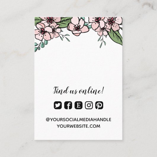 Peach Blossom Logo Social Media Earling Display Visitekaartje (Achterkant)