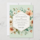 Peach Blossom Meadow Wedding Kaart (Voorkant)