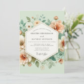 Peach Blossom Meadow Wedding Kaart (Staand voorkant)