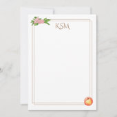 Peach Blossom Monogram Notitiekaarten Kaart (Voorkant)