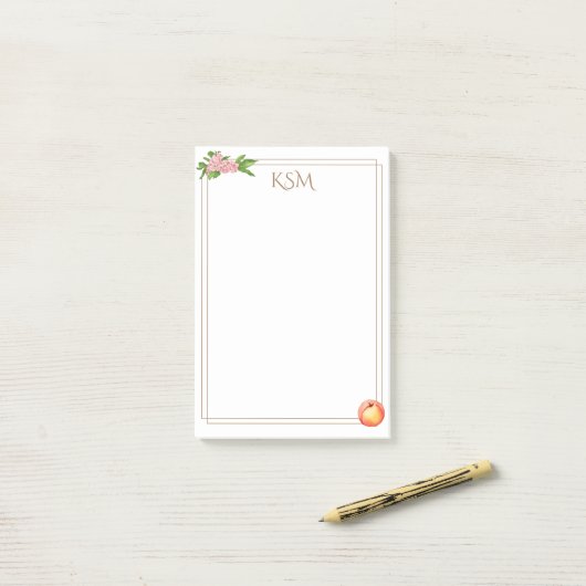 Peach Blossom Monogram Post it Notes (Op bureau)