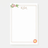 Peach Blossom Monogram Post it Notes (Voorkant)
