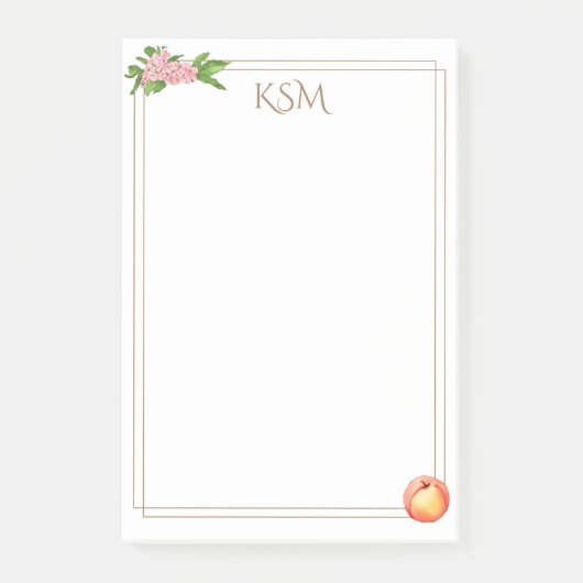 Peach Blossom Monogram Post it Notes (Voorkant)