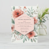 Peach Blossom Romance Wedding Kaart (Staand voorkant)