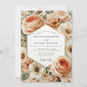 Peach Blossom Romantic Wedding Kaart (Voorkant)