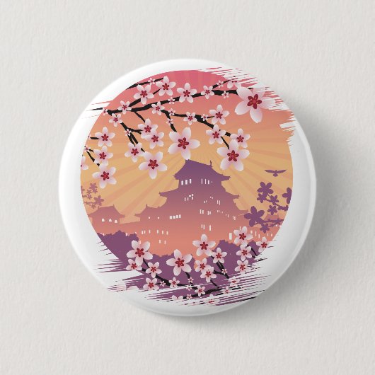 Peach Blossom Ronde Button 5,7 Cm (Voorkant)