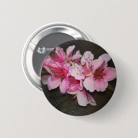 Peach Blossom Ronde Button 5,7 Cm (Voorkant /achterkant)