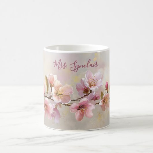 Peach Blossom Spring Floral Teacher Appreciation Koffiemok (Center)