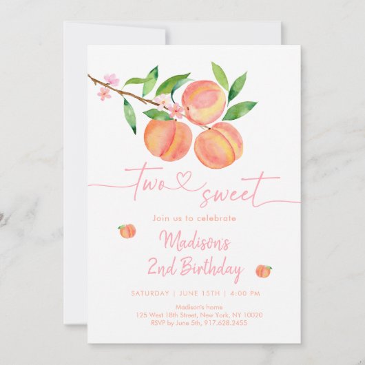 Peach Blossom Twee zoete perzik Verjaardag Kaart (Voorkant)