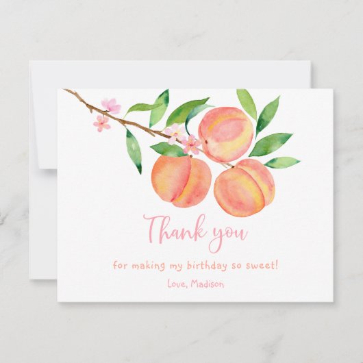 Peach Blossom Verjaardag Bedankkaart (Voorkant)