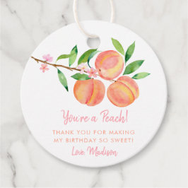 Peach Blossom Verjaardag Dank u Bedankjes Labels