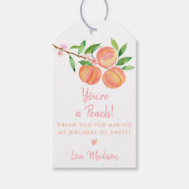 Peach Blossom Verjaardag Dank u Cadeaulabel