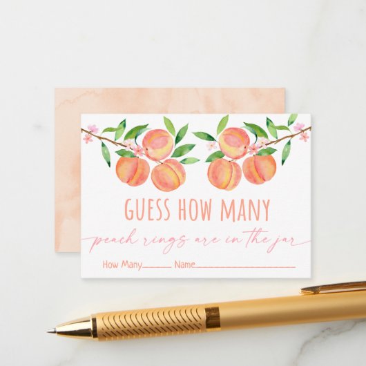 Peach Blossom Verjaardag Raad hoeveel spel Informatiekaartje (Voorkant / Achterkant in situ)
