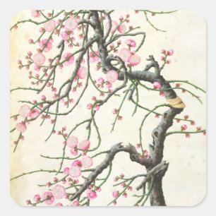 Peach blossom vierkante sticker