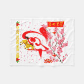Peach Blossom Vietnamese Lunar New Year Horse 2026 Fleece Deken (Voorkant (Horizontaal))