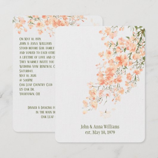 Peach Blossom Vow Renewal Kaart (Voorkant / Achterkant)