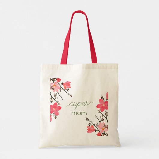 Peach Blossom Waterverf Moederdag Canvas tas (Achterkant)